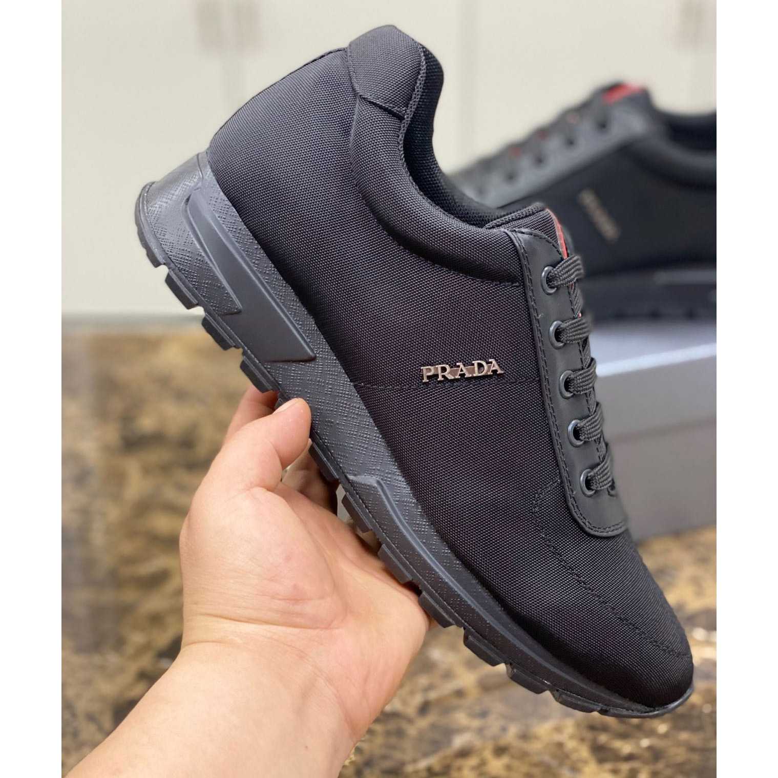 Prada Nylon And Leather Sneakers - DopestKickz