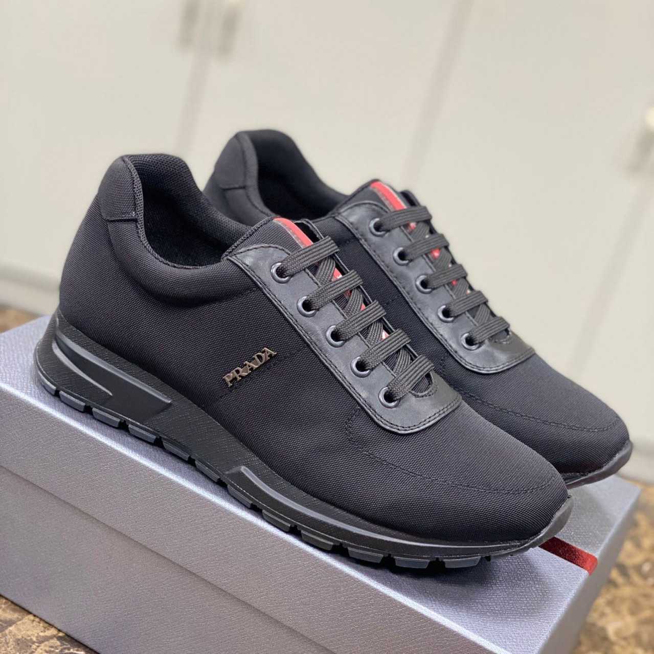 Prada Nylon And Leather Sneakers - DopestKickz