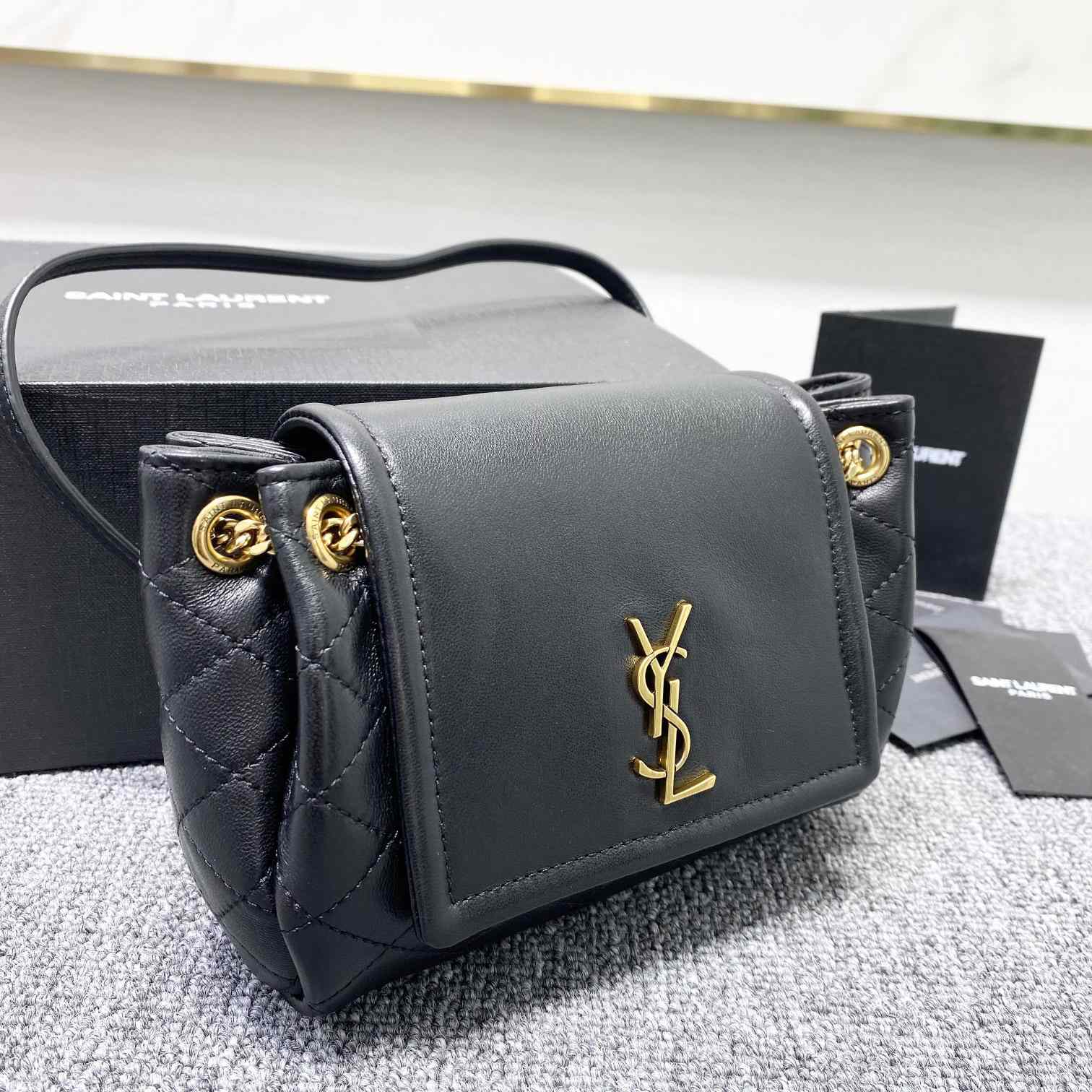 Saint Laurent Mini Nolita In Lambskin(18-13-6cm) - DopestKickz