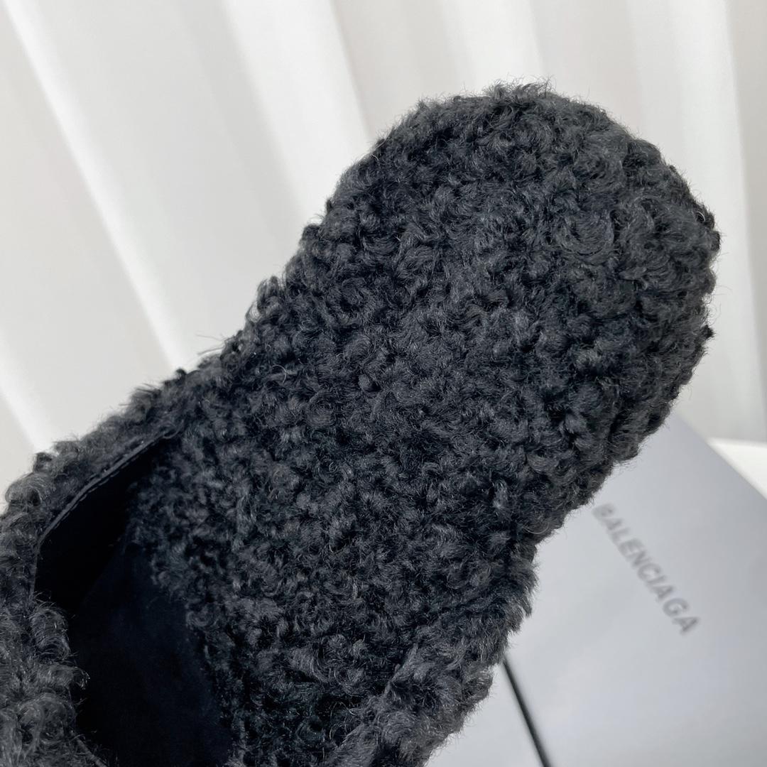 Balenciaga Cosy BB Mule In Black Fake Shearling - DopestKickz