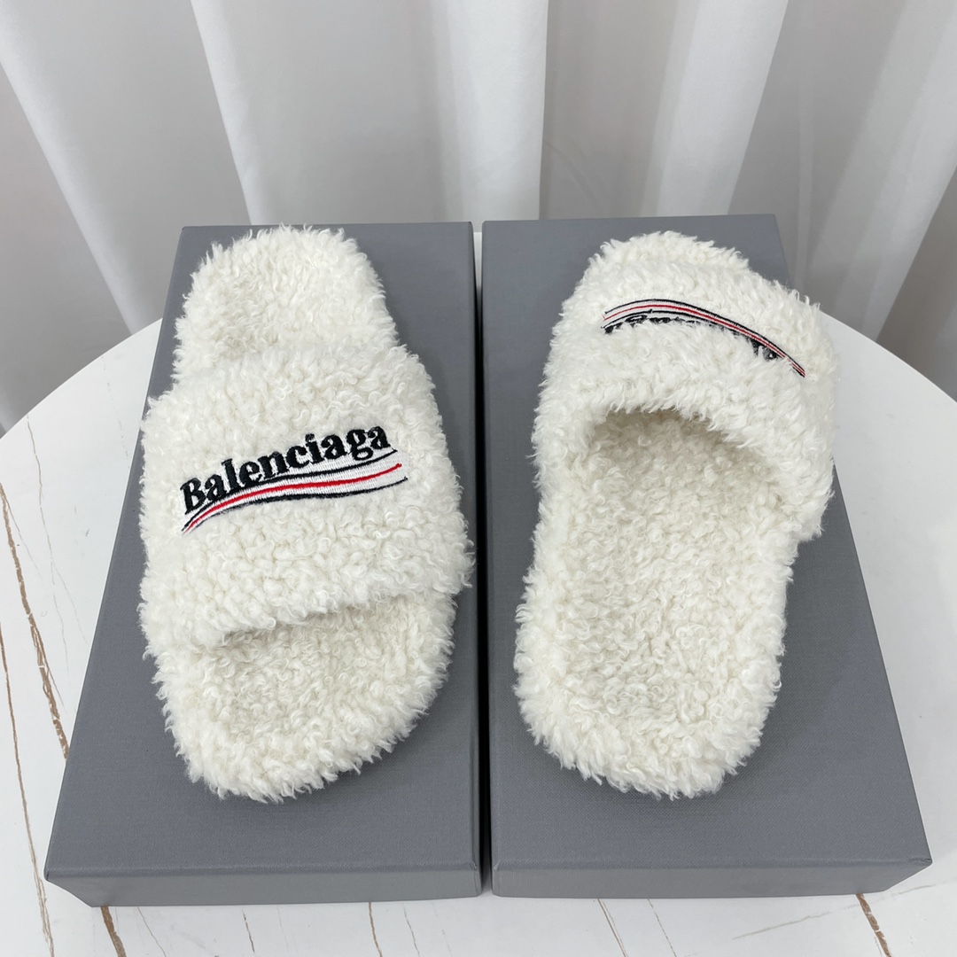 Balenciaga Furry Slide Sandal - DopestKickz