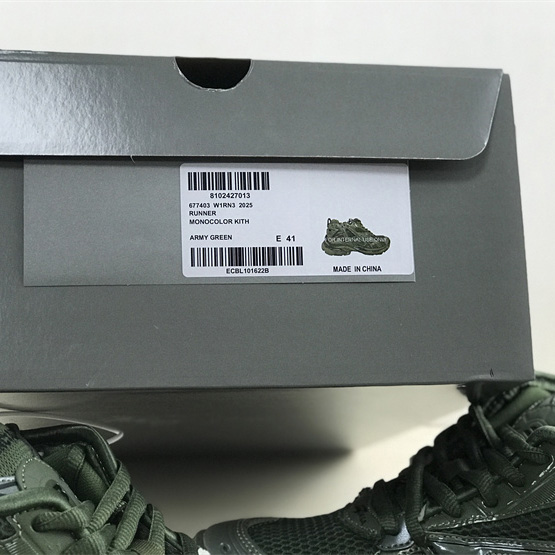 Balenciaga Runner Sneaker In Dark Green Mesh And Nylon - DopestKickz