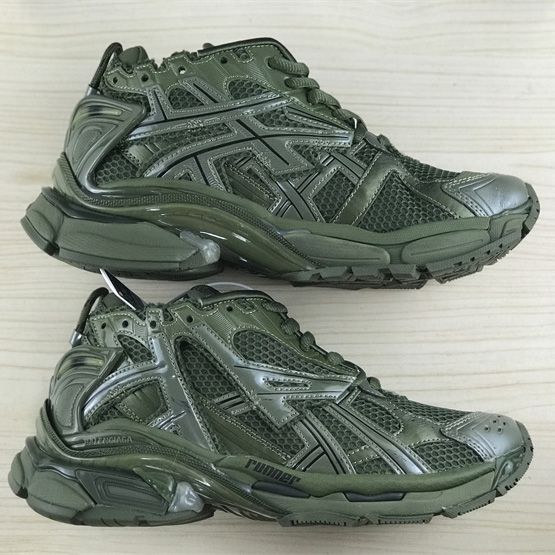 Balenciaga Runner Sneaker In Dark Green Mesh And Nylon - DopestKickz