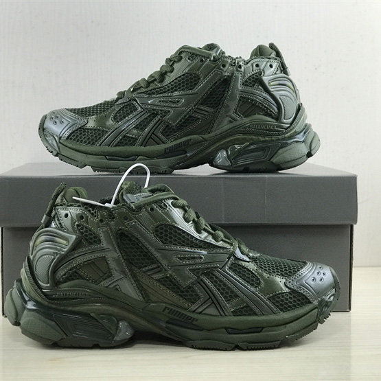 Balenciaga Runner Sneaker In Dark Green Mesh And Nylon - DopestKickz