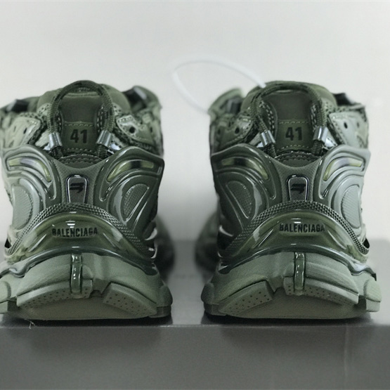 Balenciaga Runner Sneaker In Dark Green Mesh And Nylon - DopestKickz