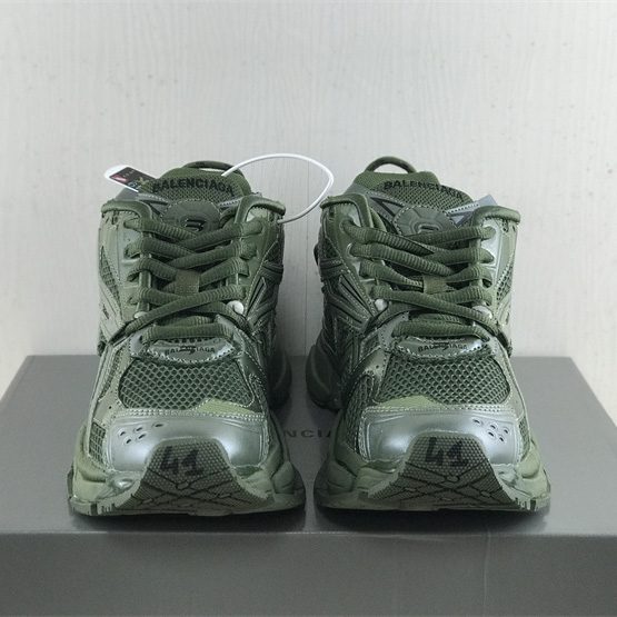 Balenciaga Runner Sneaker In Dark Green Mesh And Nylon - DopestKickz