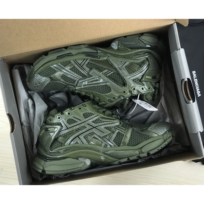 Balenciaga Runner Sneaker In Dark Green Mesh And Nylon - DopestKickz