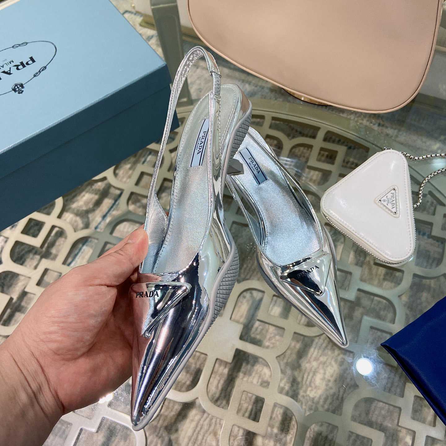 Prada Brushed Leather Slingback Pumps - DopestKickz