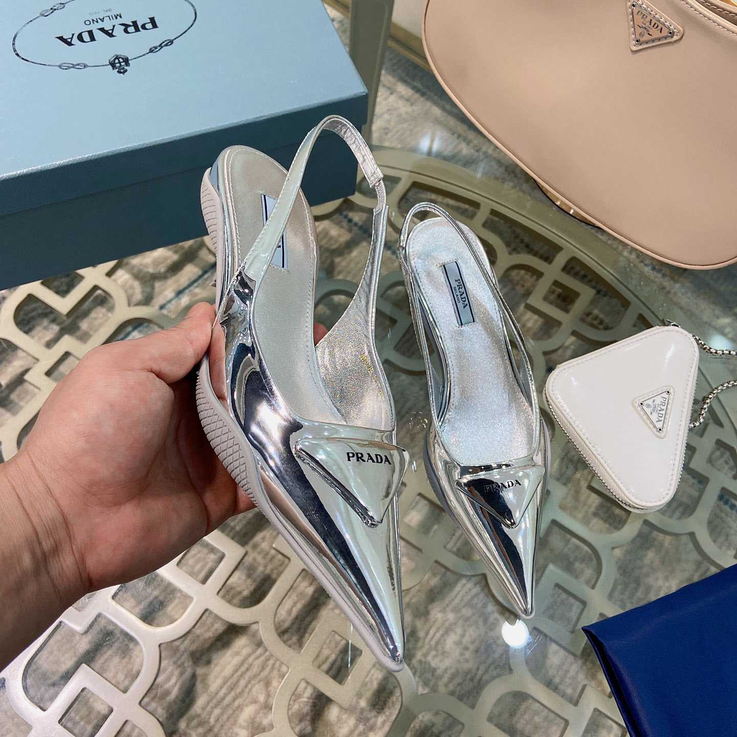 Prada Brushed Leather Slingback Pumps - DopestKickz