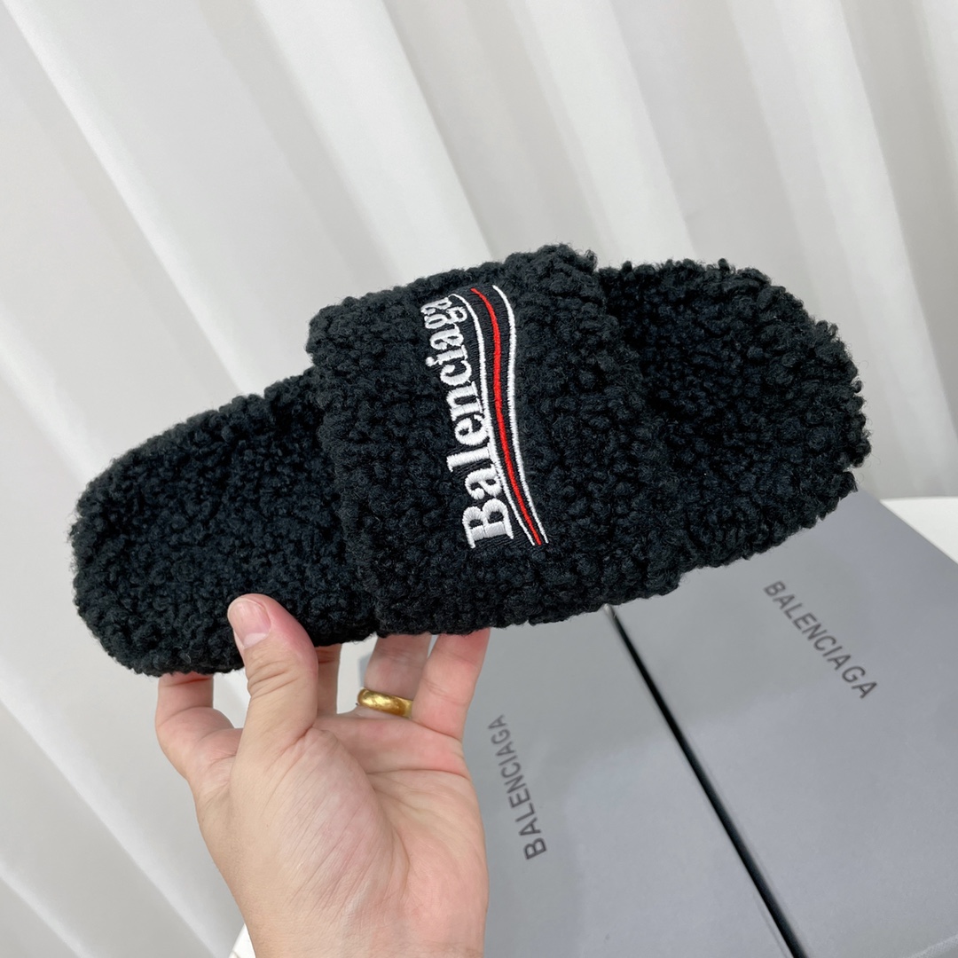 Balenciaga Furry Slide Sandal - DopestKickz