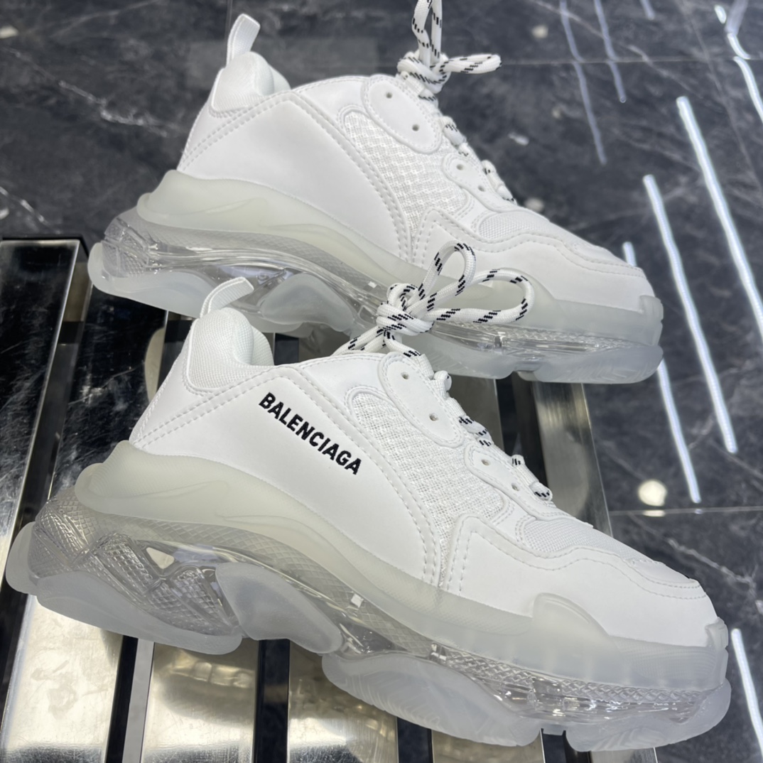 Balenciaga Triple S Sneaker Clear Sole In White Double Foam And Mesh - DopestKickz
