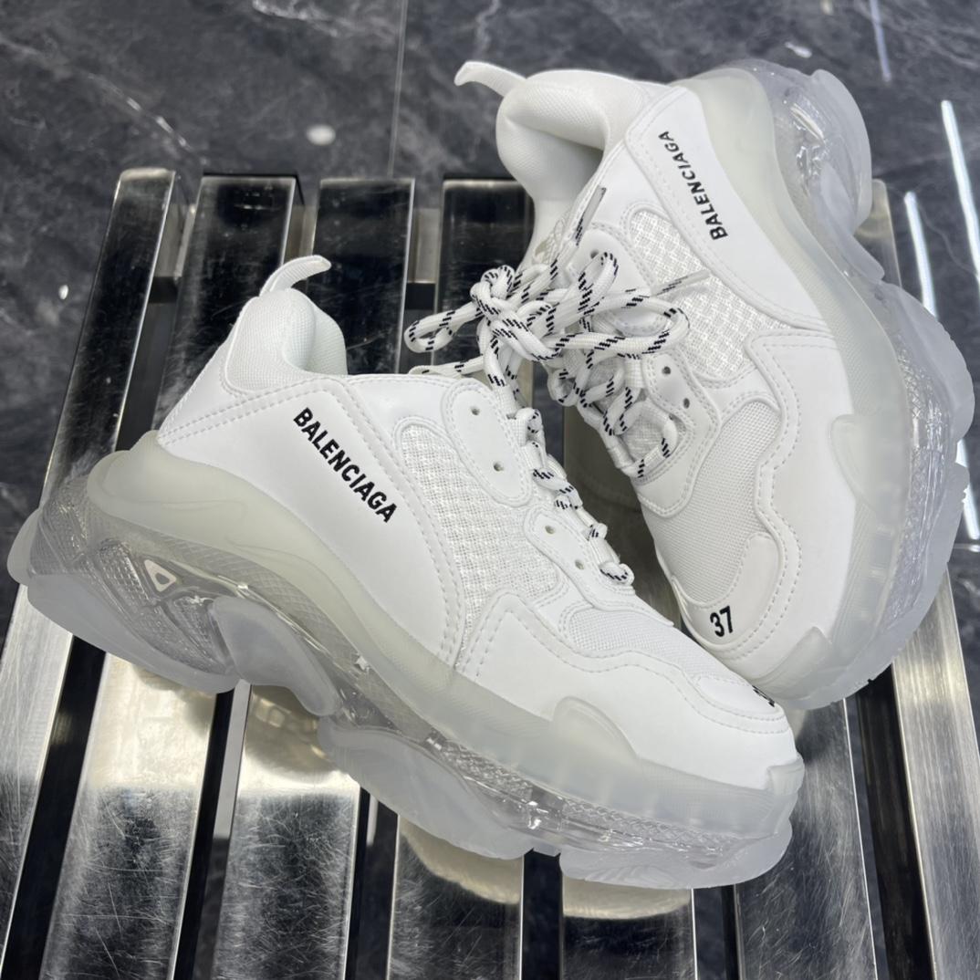 Balenciaga Triple S Sneaker Clear Sole In White Double Foam And Mesh - DopestKickz