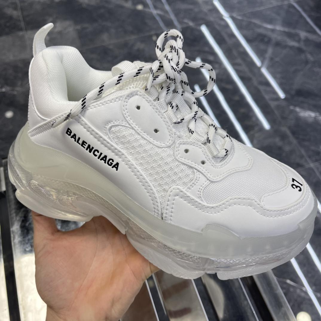 Balenciaga Triple S Sneaker Clear Sole In White Double Foam And Mesh - DopestKickz