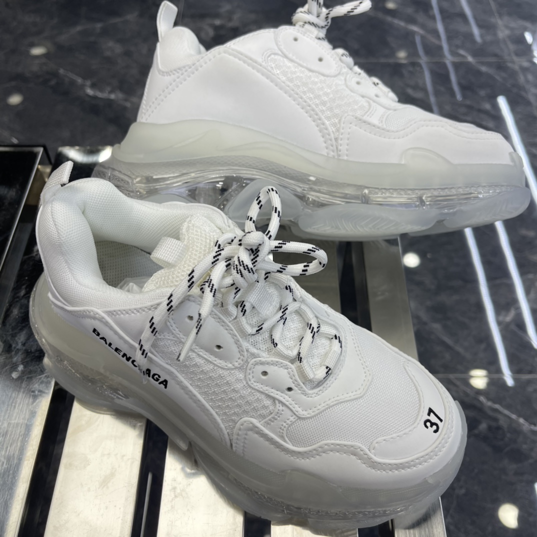 Balenciaga Triple S Sneaker Clear Sole In White Double Foam And Mesh - DopestKickz