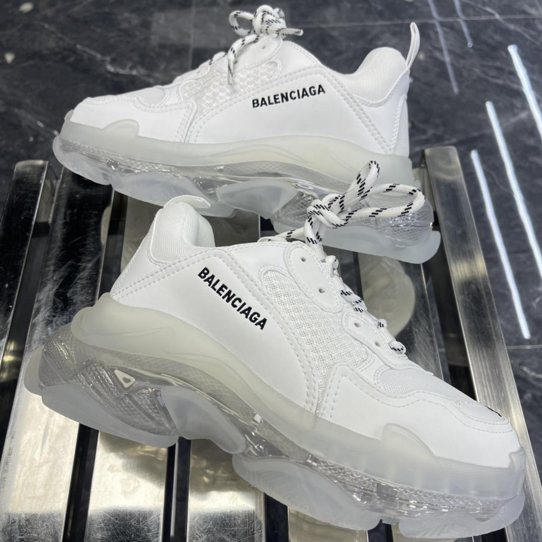 Balenciaga Triple S Sneaker Clear Sole In White Double Foam And Mesh - DopestKickz