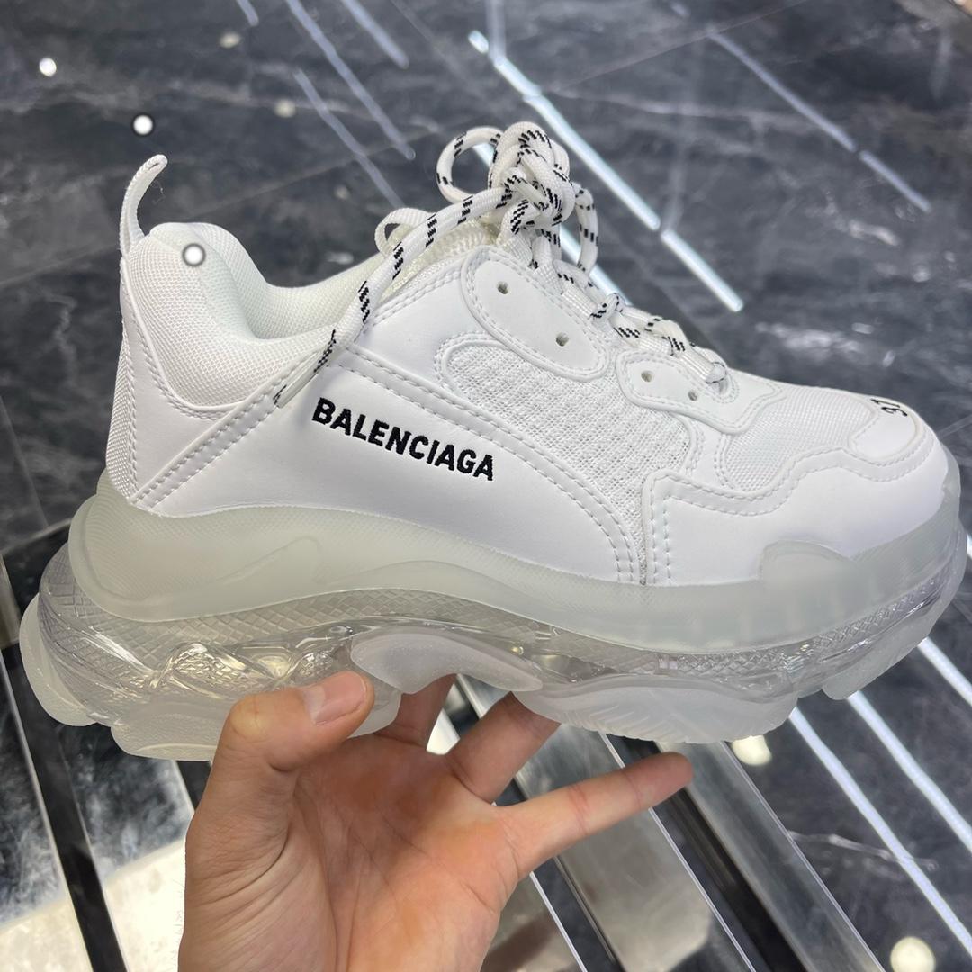 Balenciaga Triple S Sneaker Clear Sole In White Double Foam And Mesh - DopestKickz