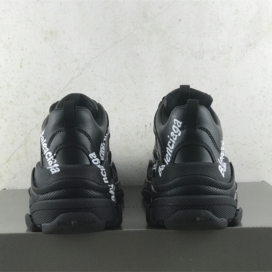 Balenciaga Triple S Logotype Sneaker In Black And White Technical Material - DopestKickz