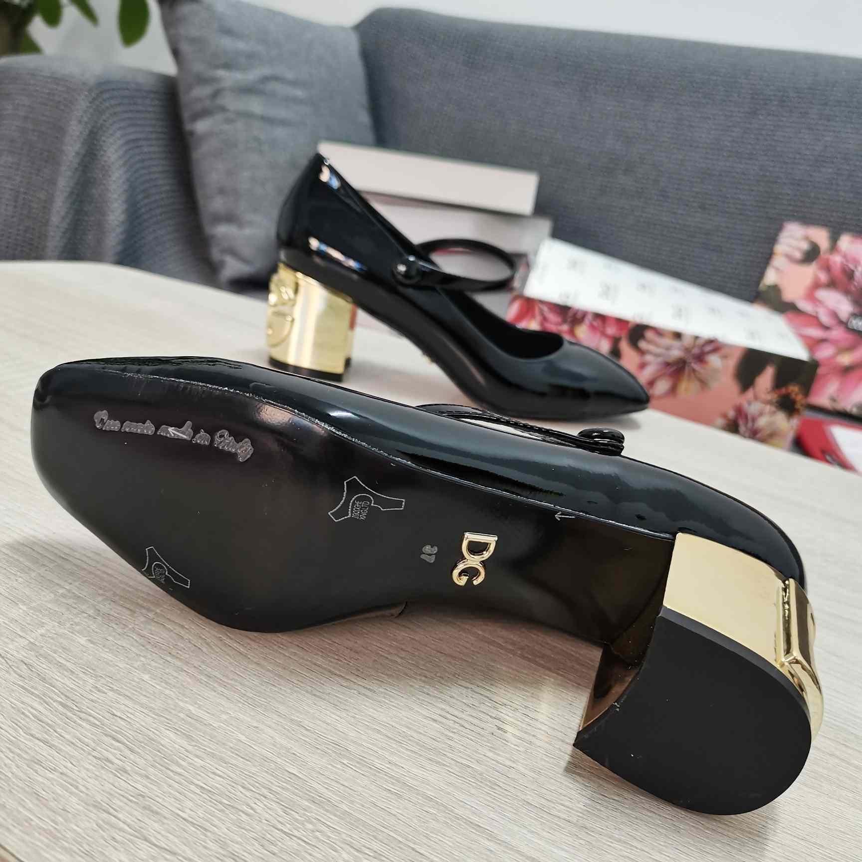 Dolce & Gabbana Patent Leather Slingbacks With DG Karol Heel - DopestKickz