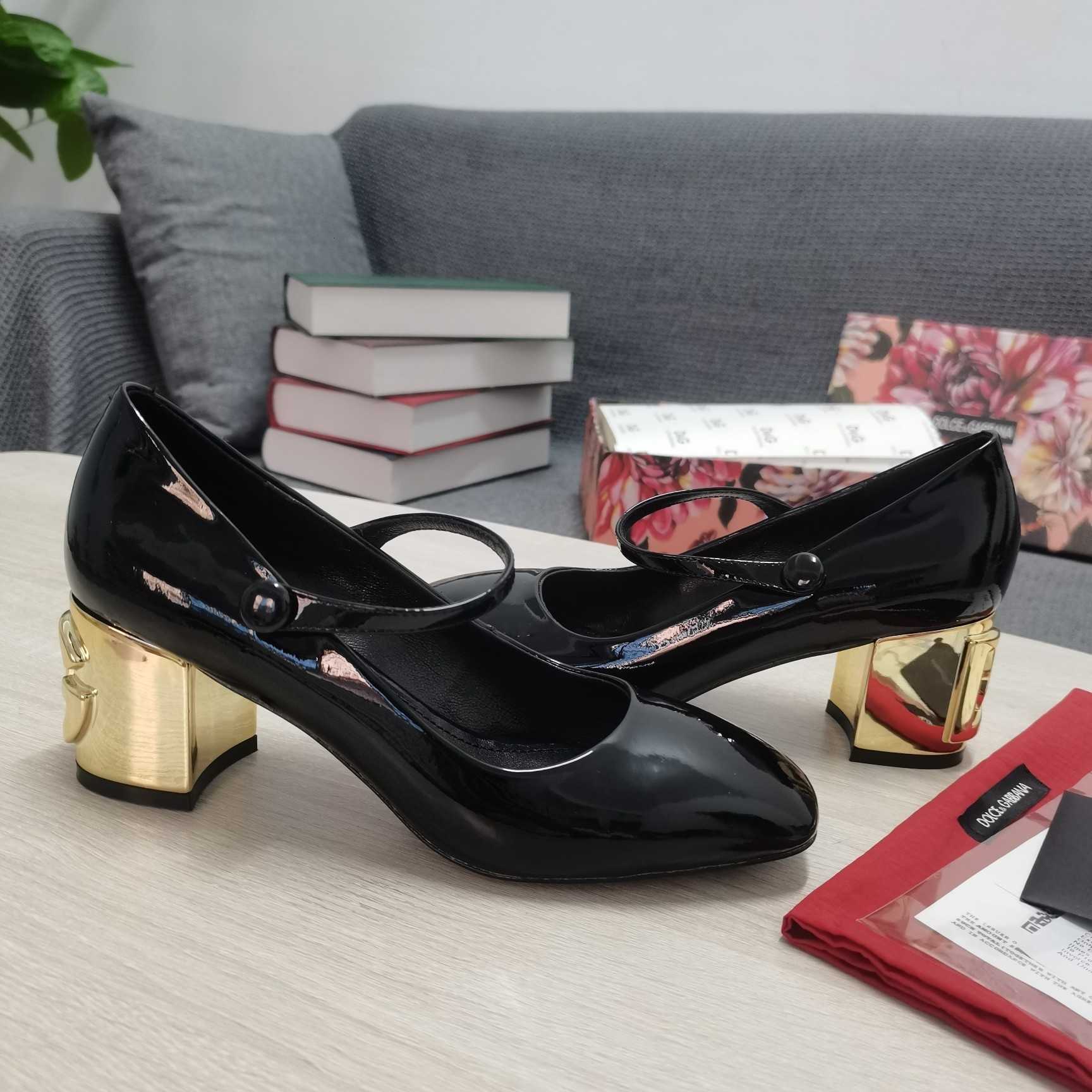 Dolce & Gabbana Patent Leather Slingbacks With DG Karol Heel - DopestKickz