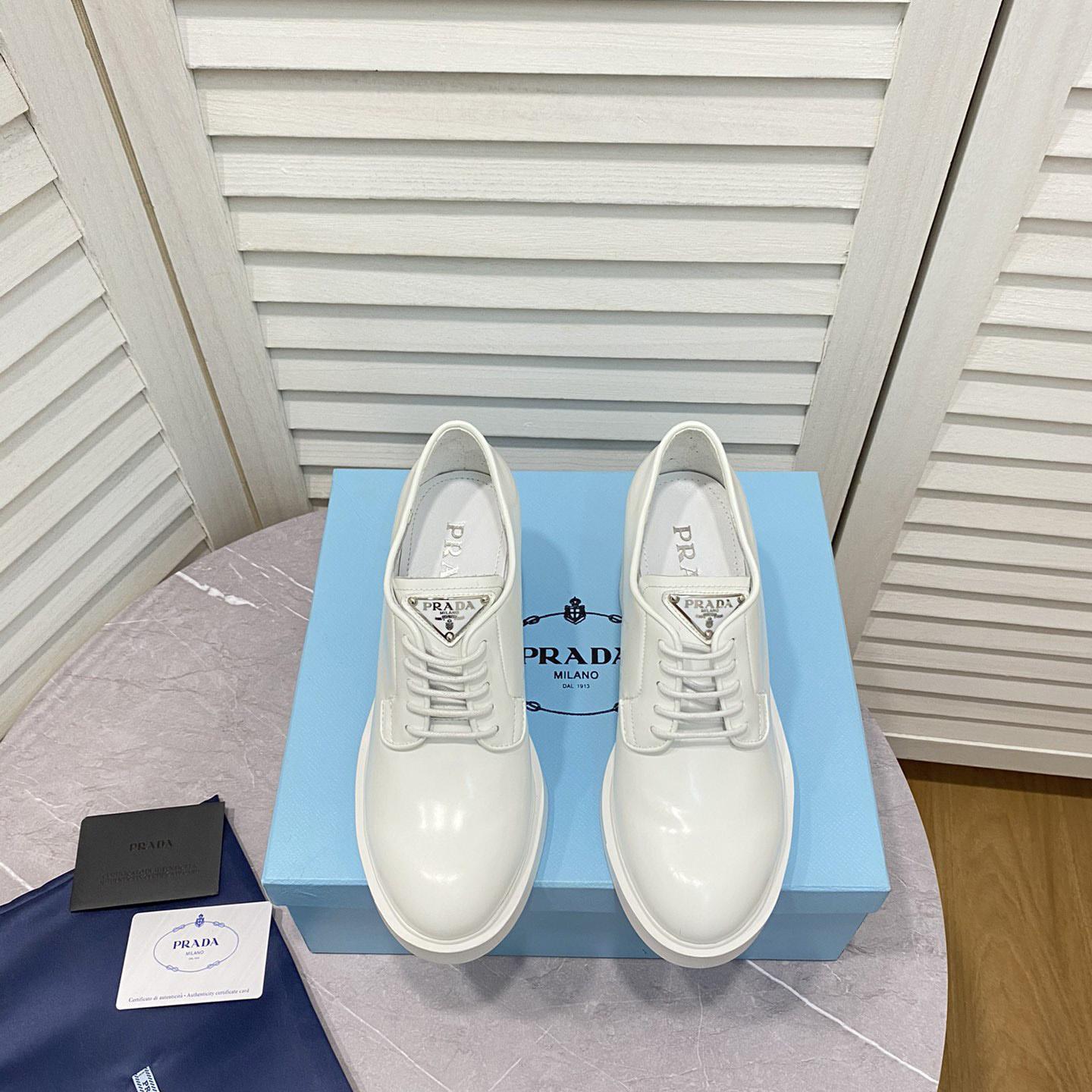 Prada Heeled Brushed Leather Lace-Ups - DopestKickz