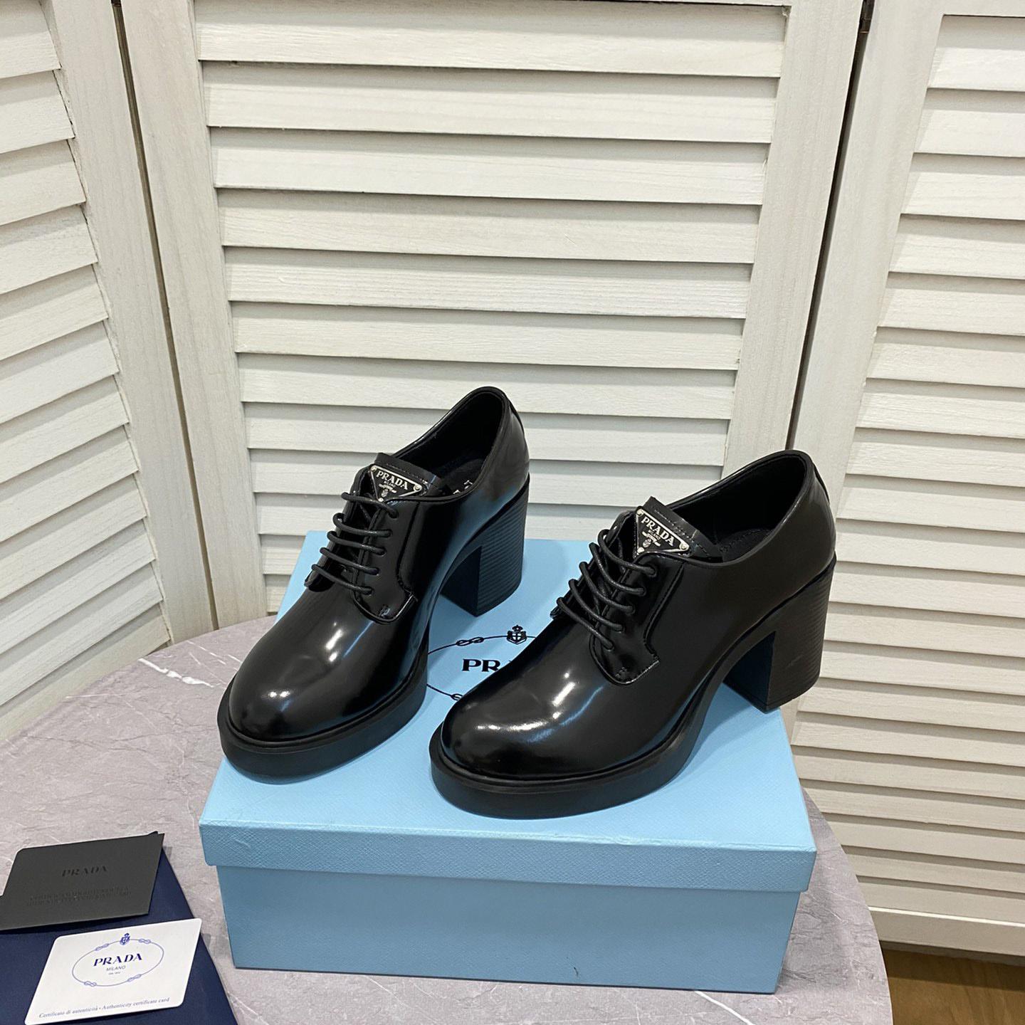 Prada Heeled Brushed Leather Lace-Ups - DopestKickz