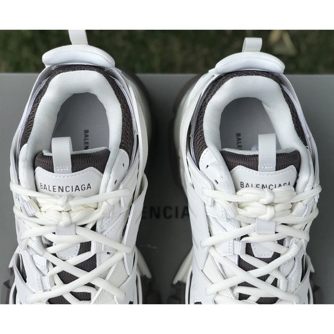 Balenciaga Track Sneaker In Off-White And Dark Grey Mesh And Nylon - DopestKickz