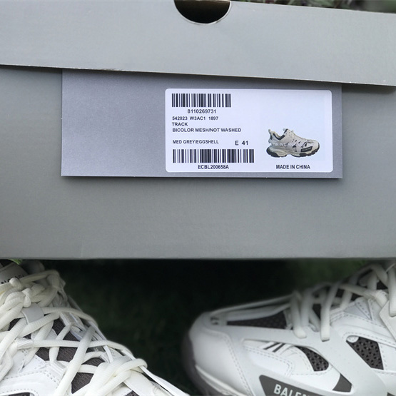 Balenciaga Track Sneaker In Off-White And Dark Grey Mesh And Nylon - DopestKickz