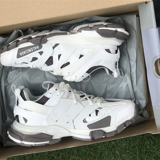 Balenciaga Track Sneaker In Off-White And Dark Grey Mesh And Nylon - DopestKickz