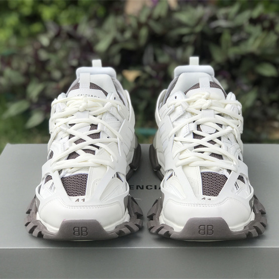 Balenciaga Track Sneaker In Off-White And Dark Grey Mesh And Nylon - DopestKickz