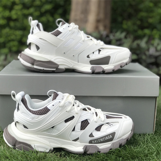 Balenciaga Track Sneaker In Off-White And Dark Grey Mesh And Nylon - DopestKickz