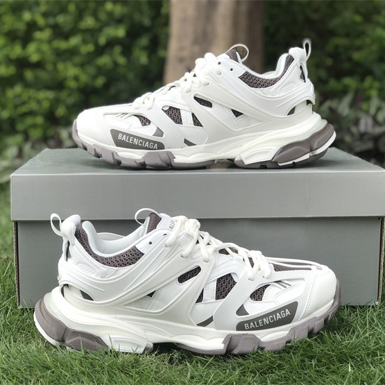 Balenciaga Track Sneaker In Off-White And Dark Grey Mesh And Nylon - DopestKickz