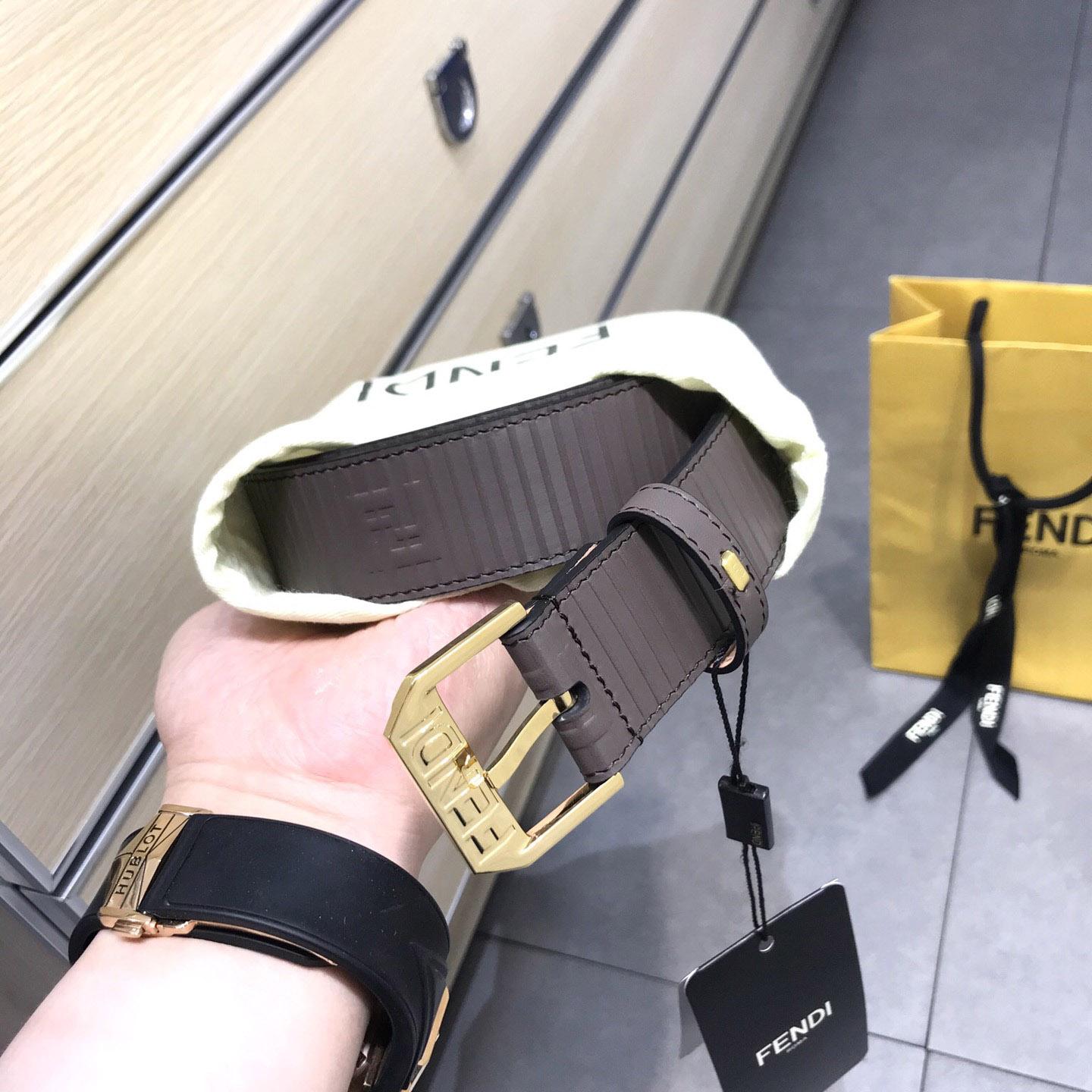 Fendi Brown Leather Belt - DopestKickz