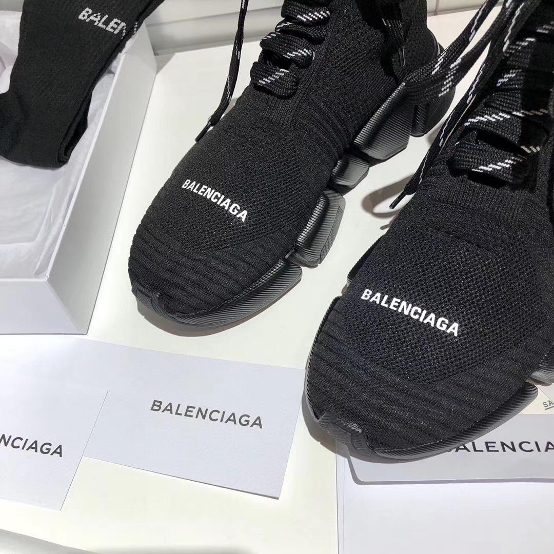 Balenciaga Speed 2.0 Lace-Up Sneaker In Black Recycled Knit - DopestKickz