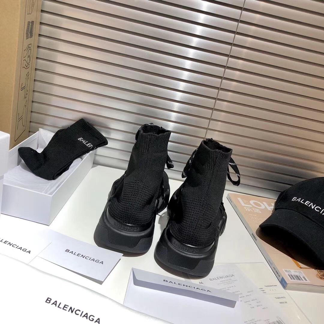 Balenciaga Speed 2.0 Lace-Up Sneaker In Black Recycled Knit - DopestKickz