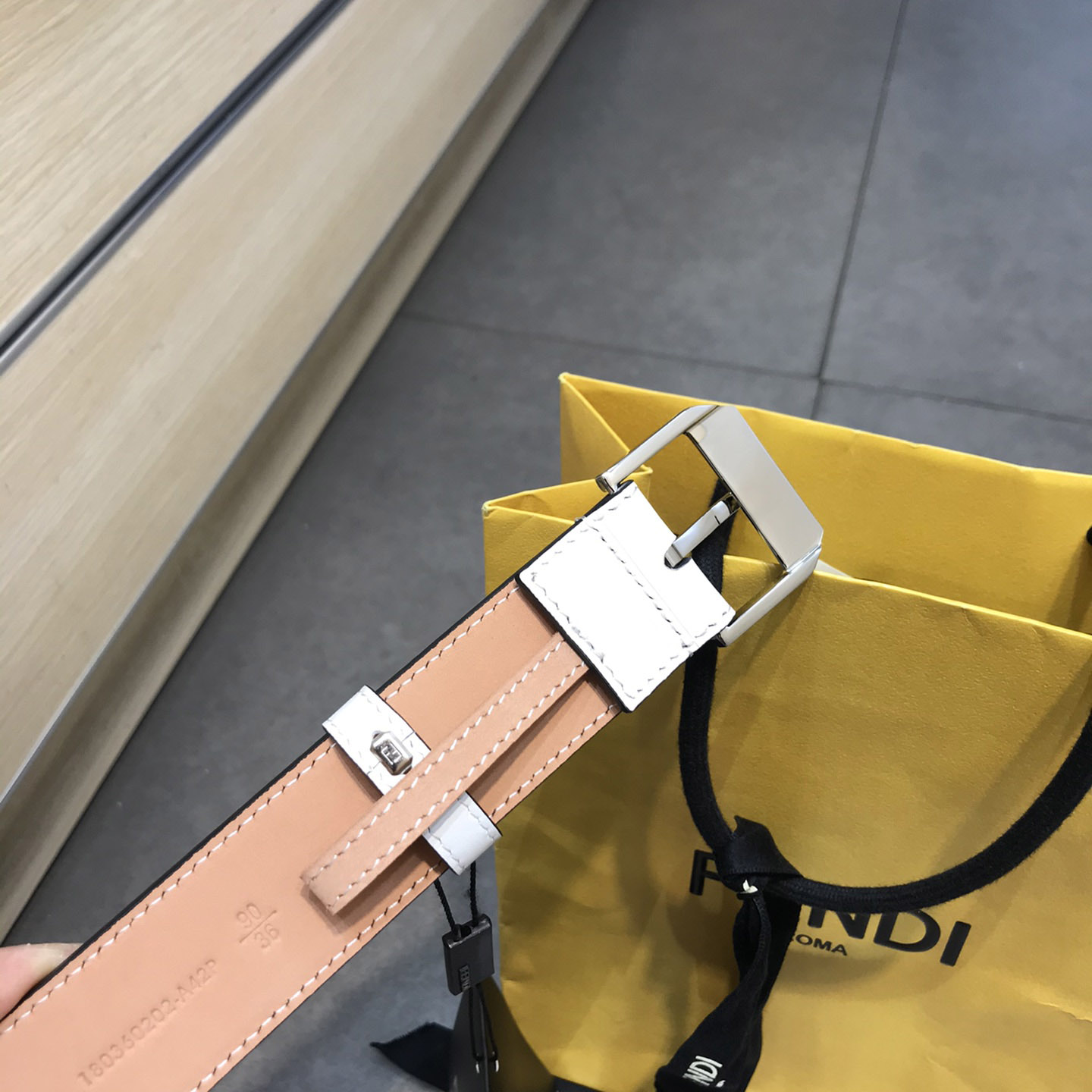 Fendi White Leather Belt - DopestKickz