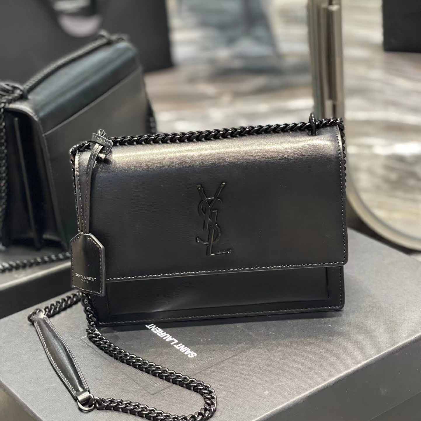 Saint Laurent Sunset Medium Chain Bag In Smooth Leather(22-8-16cm) - DopestKickz