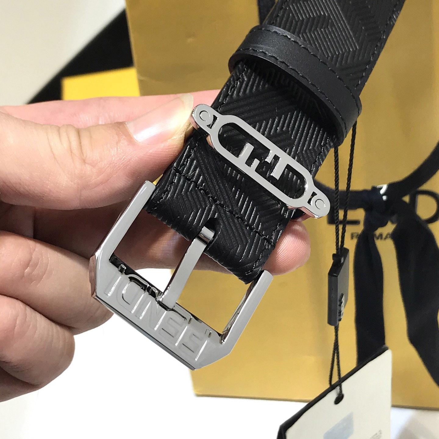 Fendi Edge Black Leather Belt - DopestKickz