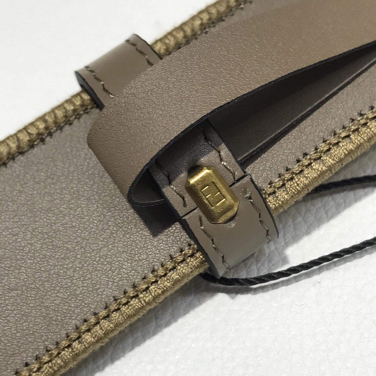 Fendi Dove Gray FF Jacquard Fabric Belt - DopestKickz