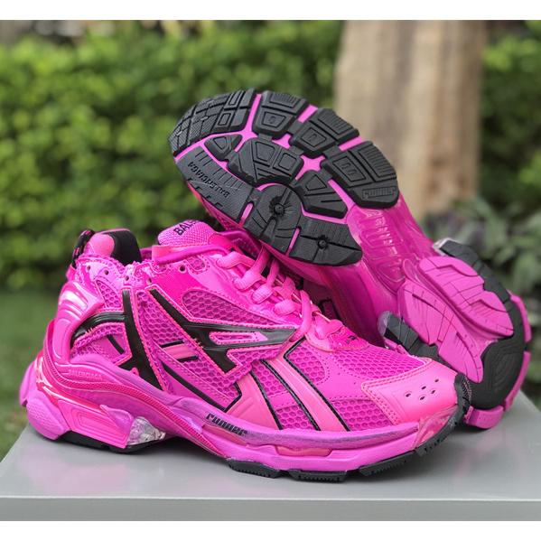 Balenciaga Runner Sneaker In Dark Pink And Black Mesh And Nylon - DopestKickz