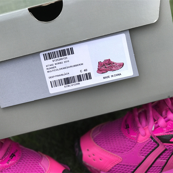 Balenciaga Runner Sneaker In Dark Pink And Black Mesh And Nylon - DopestKickz
