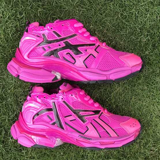 Balenciaga Runner Sneaker In Dark Pink And Black Mesh And Nylon - DopestKickz