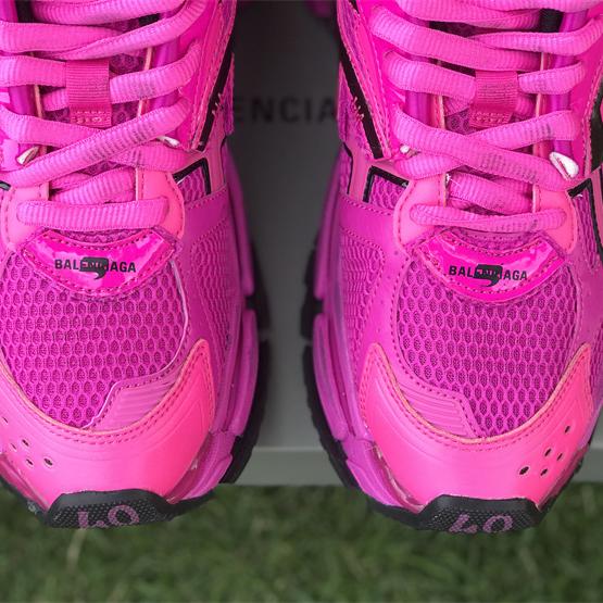 Balenciaga Runner Sneaker In Dark Pink And Black Mesh And Nylon - DopestKickz