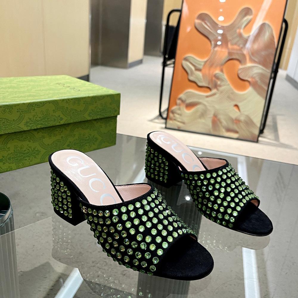 Gucci Women's Slide Sandal With Crystals - DopestKickz