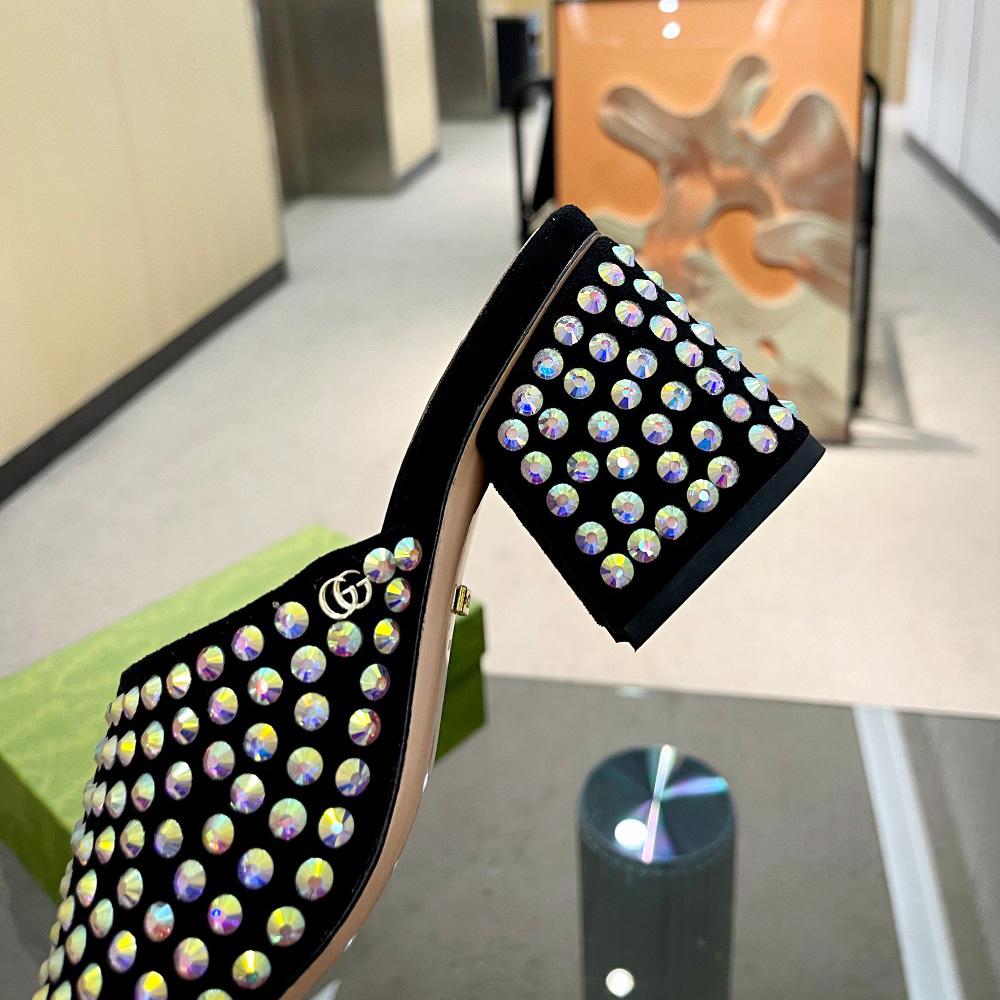 Gucci Women's Slide Sandal With Crystals - DopestKickz