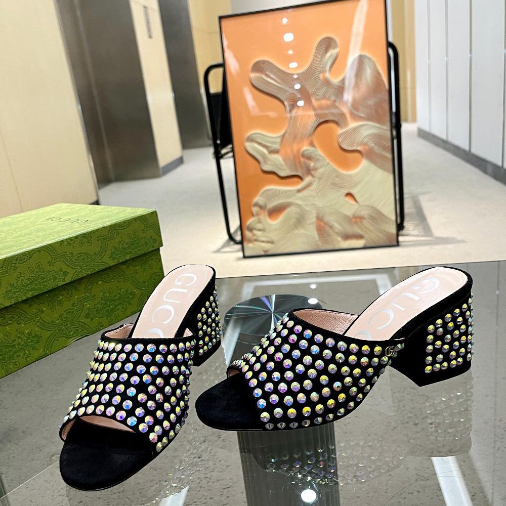 Gucci Women's Slide Sandal With Crystals - DopestKickz