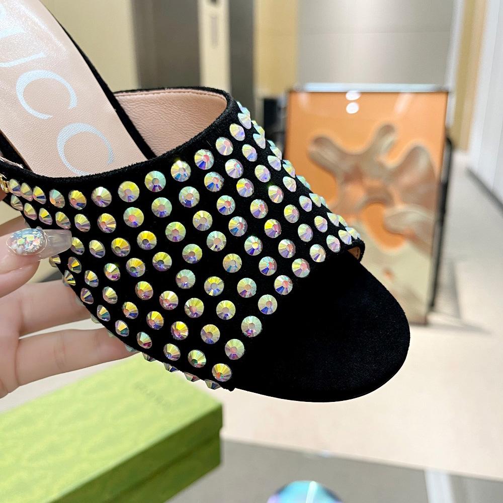 Gucci Women's Slide Sandal With Crystals - DopestKickz