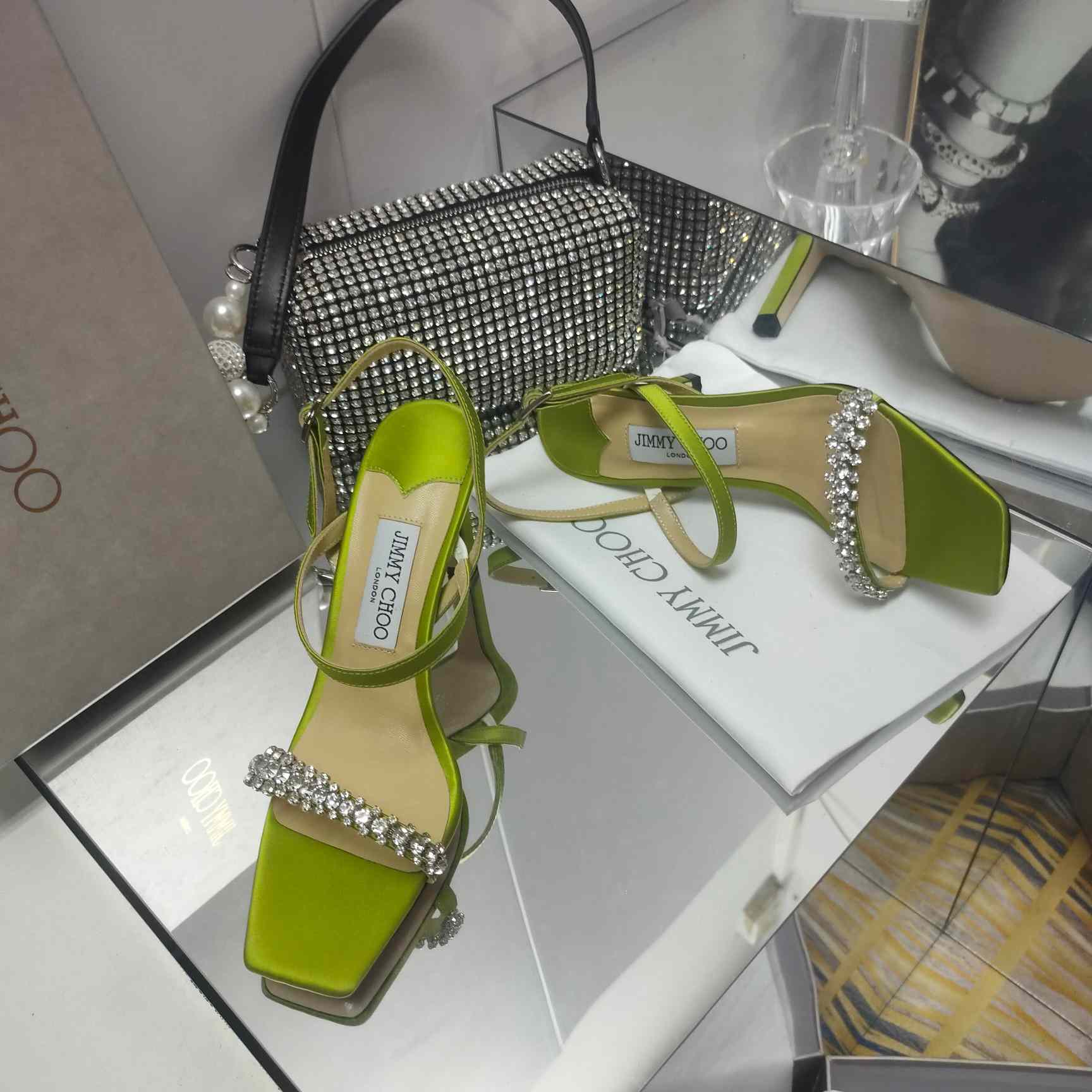 Jimmy Choo Meira 85 Suede Sandals With Crystal Embellishment - DopestKickz