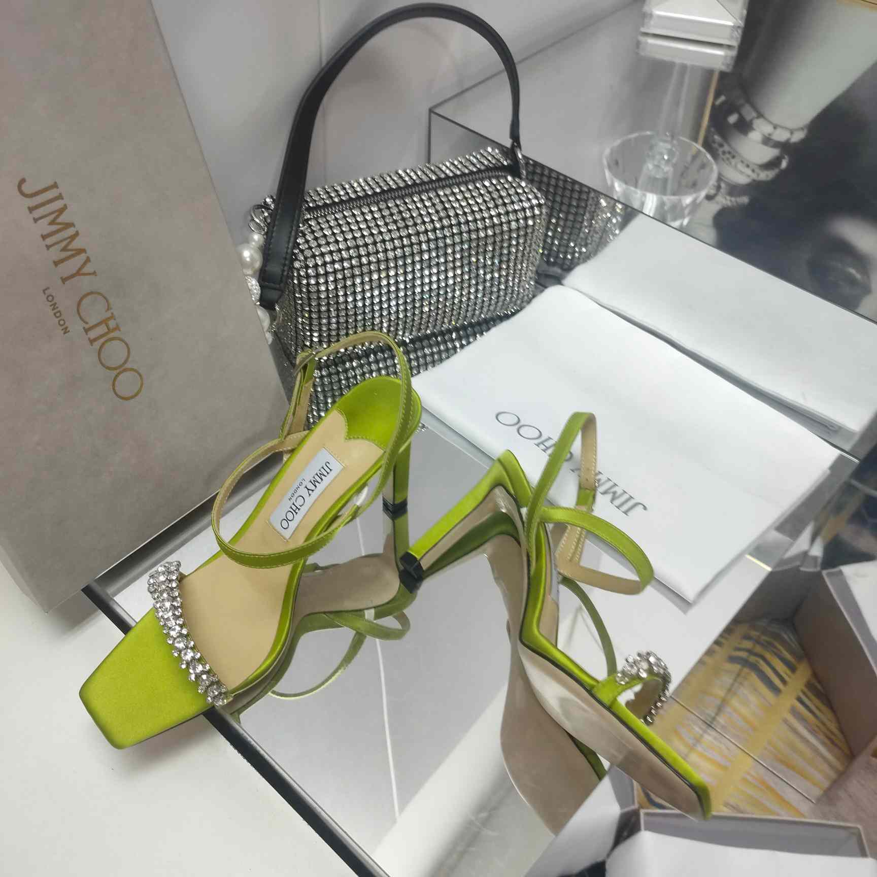 Jimmy Choo Meira 85 Suede Sandals With Crystal Embellishment - DopestKickz