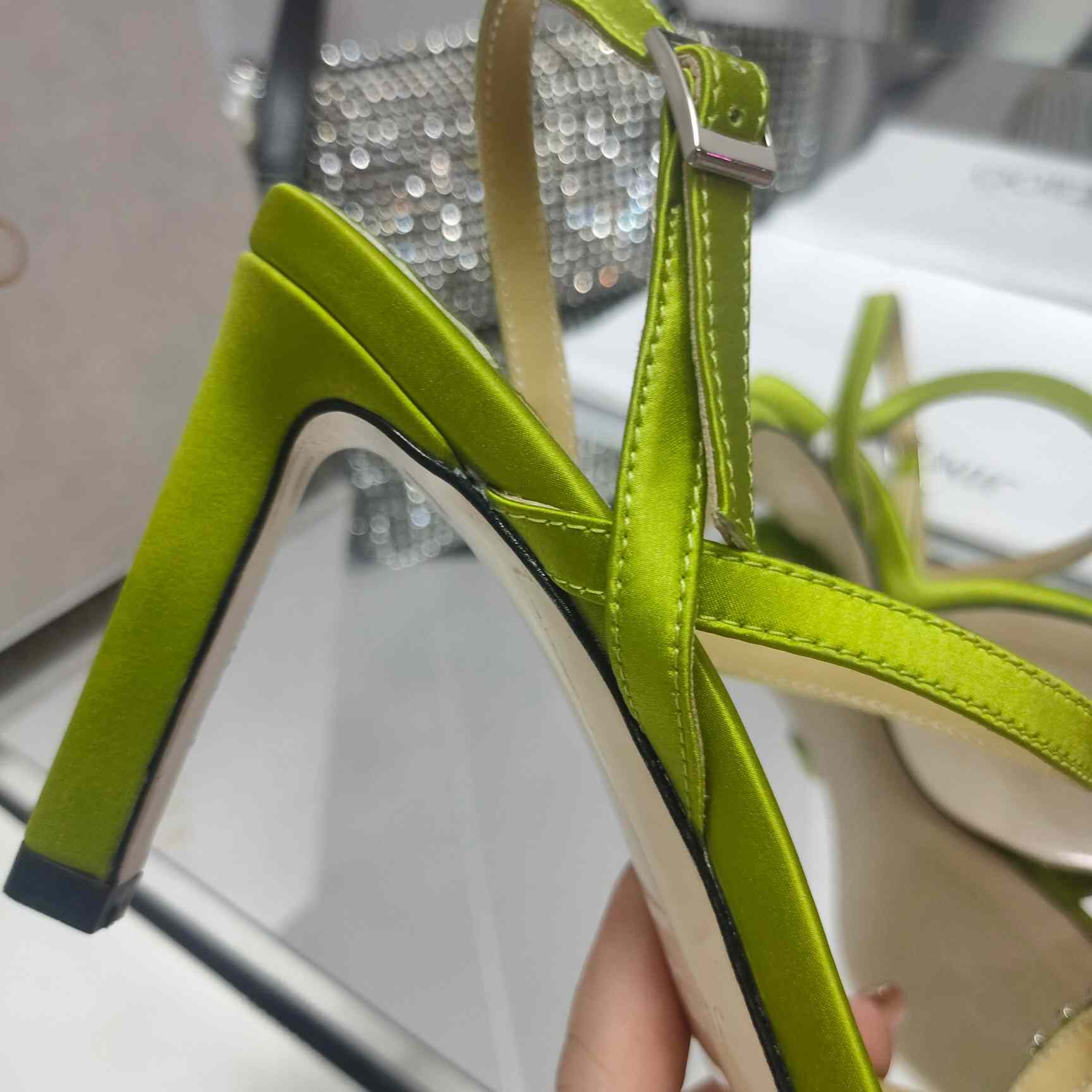 Jimmy Choo Meira 85 Suede Sandals With Crystal Embellishment - DopestKickz