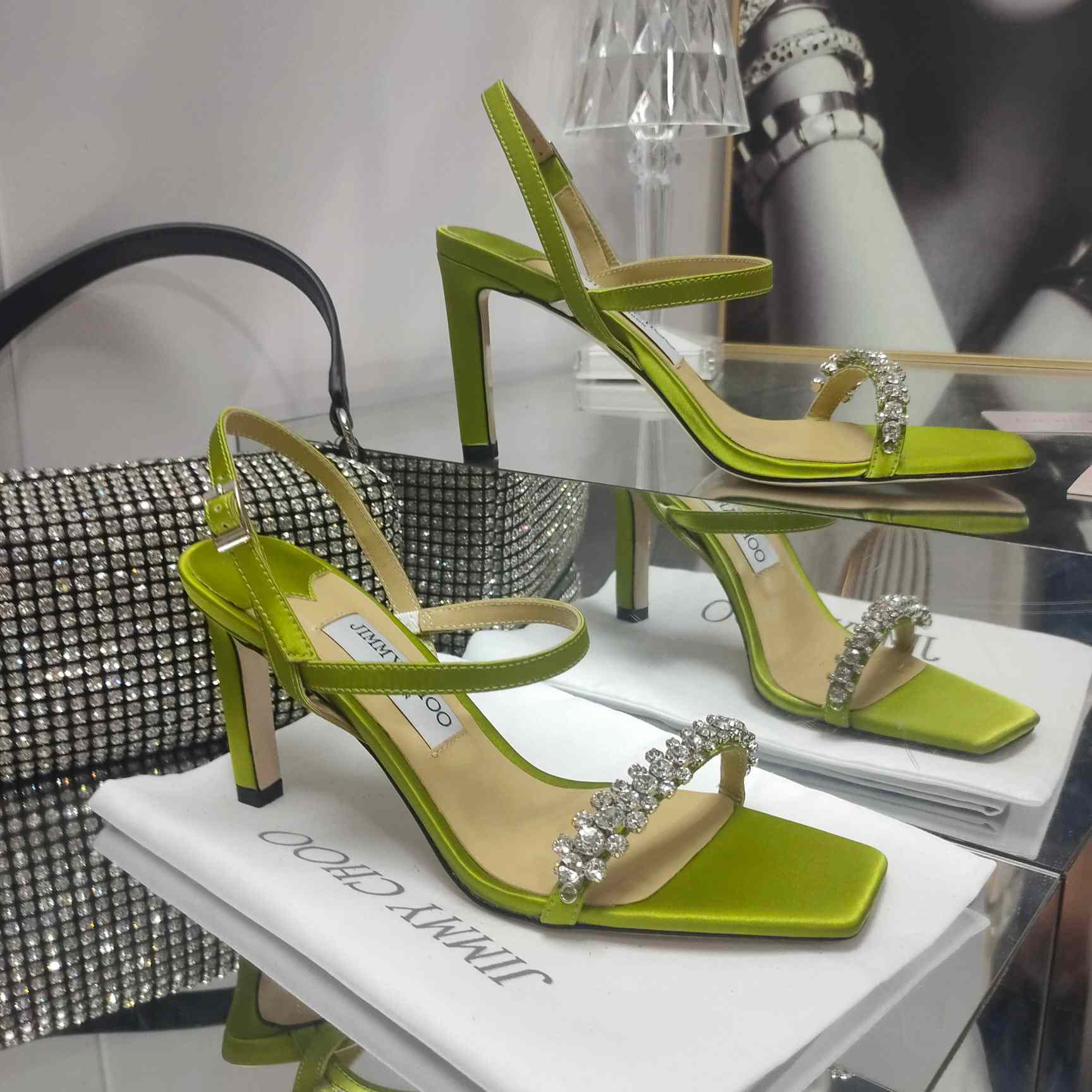 Jimmy Choo Meira 85 Suede Sandals With Crystal Embellishment - DopestKickz